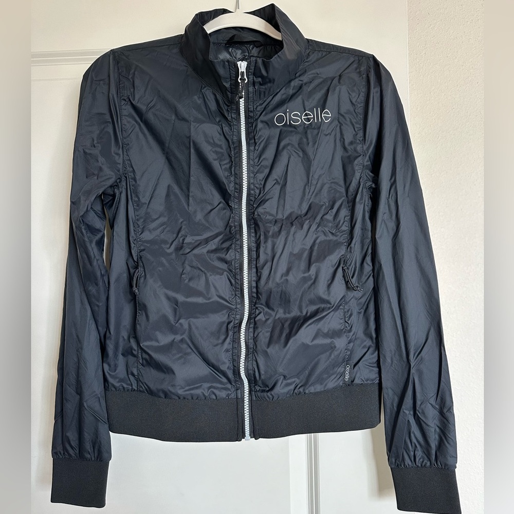 Oiselle Limber Nylon Windbreaker Bomber Running Jacket | 4 | Black
